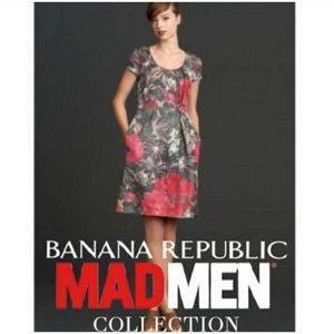 Banana Republic X Mad Men Linen Blend Begonia Sheath Dress Size 14
